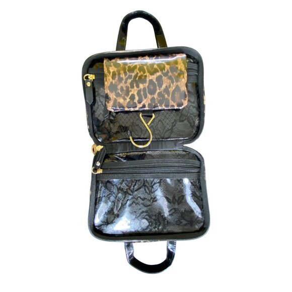 Victorias Secret Leopard Print Travel Cosmetic Bag Medium Cute Retro Feminine - Picture 2 of 9